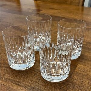 Elegant Clear Cut Glass Lux Cocktail Set of 4